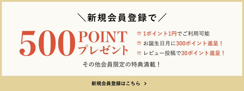 新規会員登録で500ポイントプレゼント